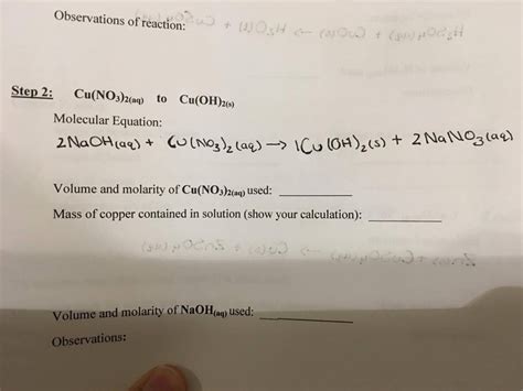 Solved Observations of reaction: Step 2: Cu(NO3) to Cu(OH | Chegg.com