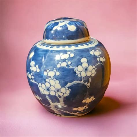 19TH CENTURY QING Dynasty Chinese Blue/White Porcelain Prunus Vase Ginger Jar $610.00 - PicClick