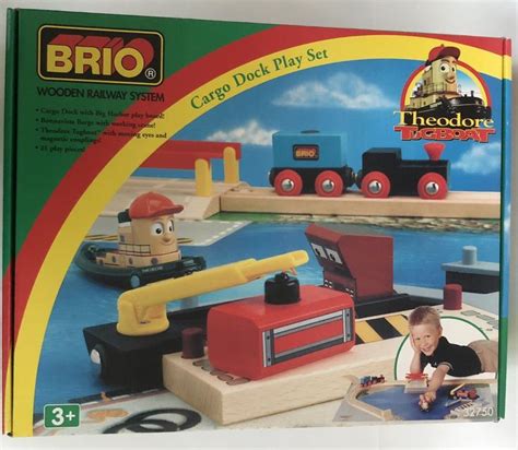 NEW 1998 Brio Wooden Train 32750 Theodore Tugboat Cargo Dock Play Set bonnavista | eBay ...