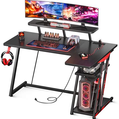 Buy MOTPK Gaming Desk L Shaped, Small Corner Desk with Storage Shelf ...