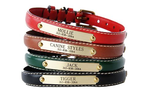 Dog Collars - Classic Flat Leather - Personalized Engraved - 5 Color O – Canine Styles