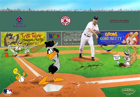 Knuckleball master, Tim Wakefield, launches his "difficult-to-hit" pitch to Daffy who "winds up ...