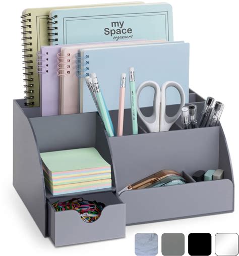 Buy Grey Desk Organizer, 9 Compartments, Office Supplies and Desk ...