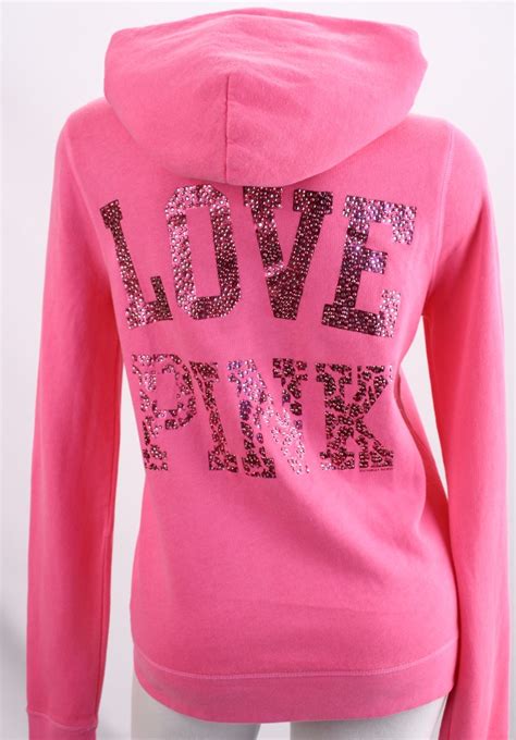 Victoria's Secret Love PINK Bling Zip Hoodie Sweatshirt