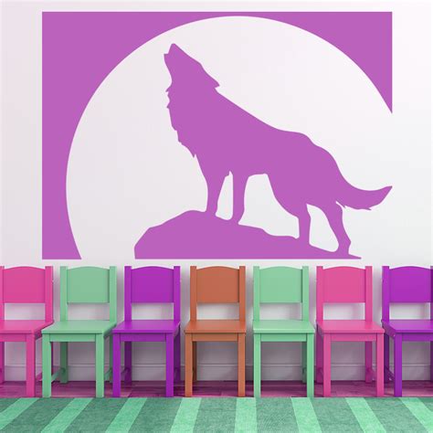 Full Moon Wolf Wall Sticker Animal Wall Art