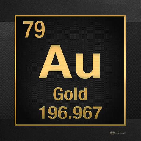 Periodic Table of Elements - Gold - Au - Gold on Black Digital Art by Serge Averbukh - Pixels