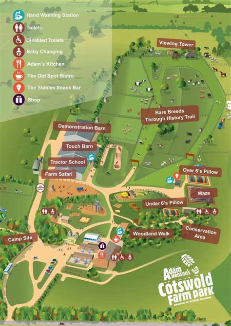 a map of an amusement park with lots of information about the park and its attractions