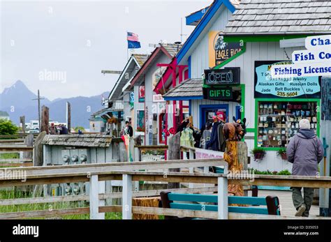 Gift shops, stores and restaurants along the Homer Spit, Homer Stock Photo, Royalty Free Image ...