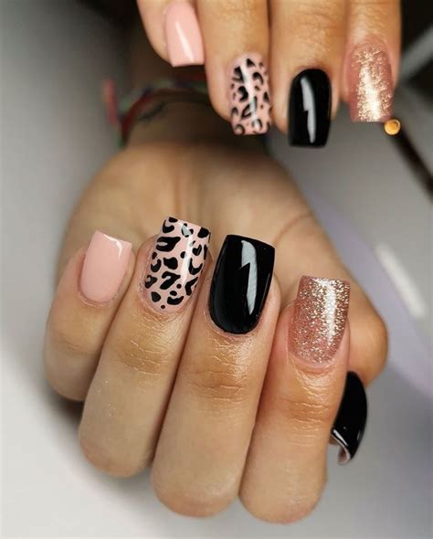 Black, Glitter, Leopard Print Nails Pictures, Photos, and Images for ...