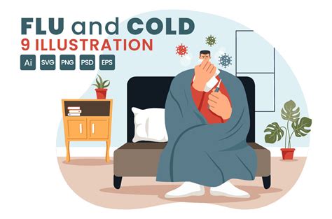 9 Flu and Cold Illustration By denayunethj | TheHungryJPEG