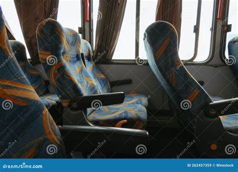 Interior of new modern bus stock image. Image of corridor - 262457359