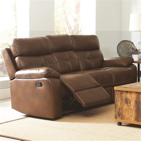 Damiano Faux Leather Reclining Sofa from Coaster (601691) | Coleman ...