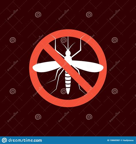 Repellent Mosquito Stop Sign Icon. Malaria Pest Insect Anti Mosquito Warning Symbol Cartoon ...