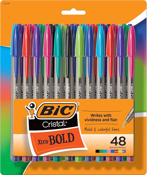 Amazon | BIC Cristal Xtra Bold Fashion Retractable Ballpoint Pens, 48 Pack, NEW ASSORTED COLORS ...