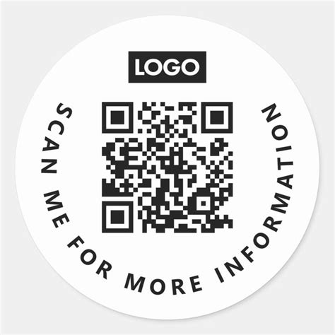 Scan Me Logo Business QR Code Scannable Classic Round Sticker | Zazzle | Round business cards ...