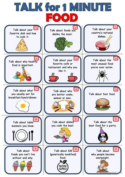 FOOD - Speaking cards discussion sta…: English ESL worksheets pdf & doc