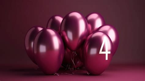 Balloon Number With 4 Balloons On A Purple Background Backgrounds | PSD ...