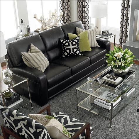 Best Pillows for Leather Couch | Black leather sofa living room, Living ...