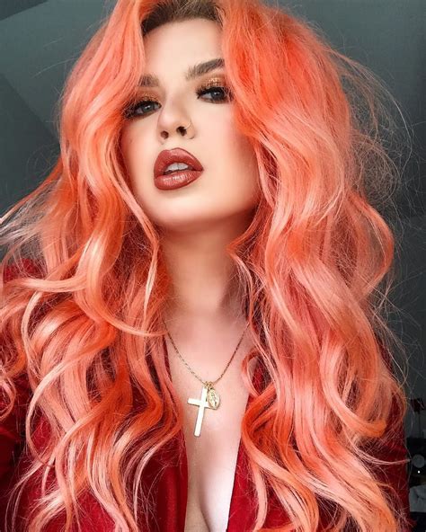 Salmon Waves | Peach hair colors, Hair styles, Peach hair