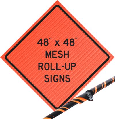 48" Roll-Up Signs – Orange Mesh non-reflective