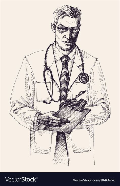 Doctor portrait drawing. Download a Free Preview or High Quality Adobe Illustrator Ai, EPS, PDF ...