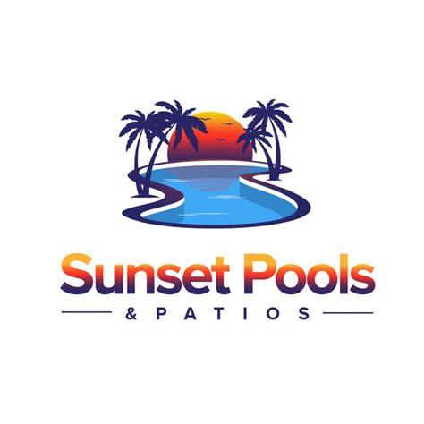 Sunset, Palm Tree & Pool logo for swimming pool construction | Logo ...