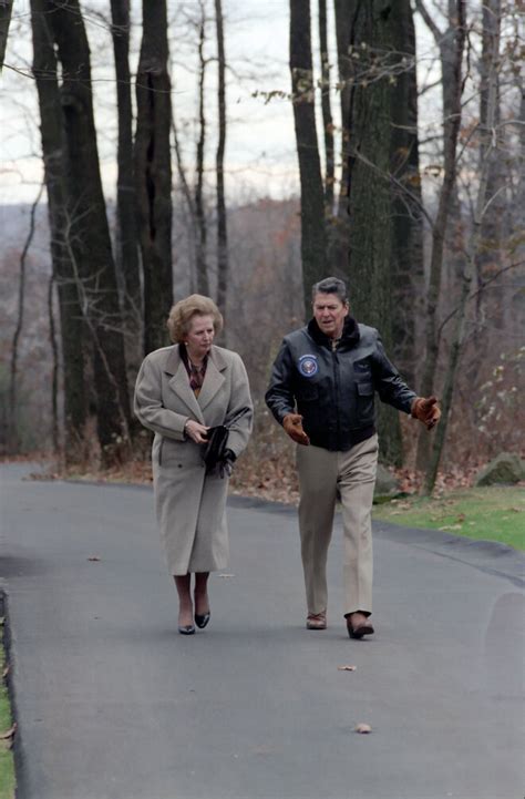 President Ronald Reagan with British Prime Minister Margaret Thatcher at Camp David, 1986 ...