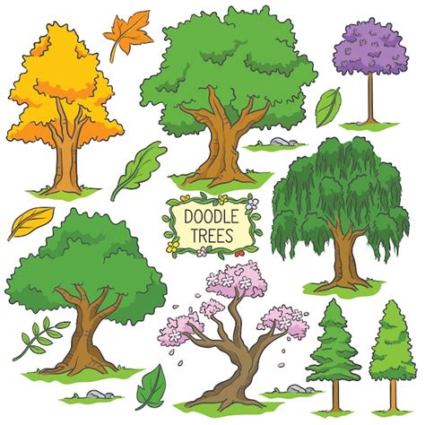 Premium Vector | Colorful Hand Drawn Doodle Tree