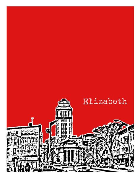 Elizabeth New Jersey Poster Print Art City Skyline Downtown NJ | Etsy