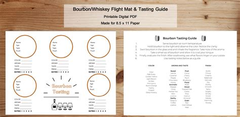 Bourbon/whiskey Printable Flight Mat & Tasting Guide Rate Your Bourbon/whiskey Instant Download ...