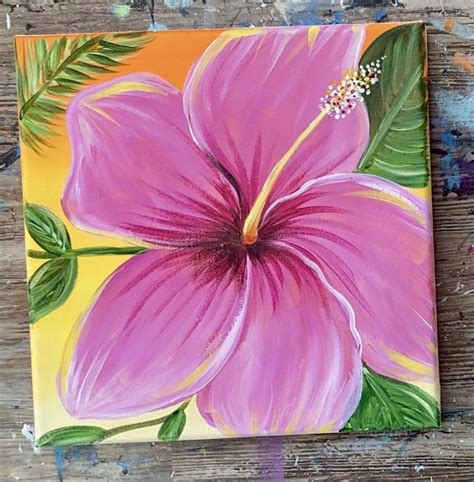 Easy Simply Tropical Hibiscus Painting - Step By Step Acrylic Tutorial