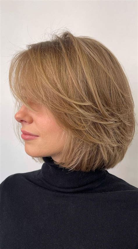 52 Best Bob Haircut Trends To Try in 2023 : Shoulder Length + Curtain Bangs