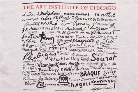 Art Institute of Chicago T-Shirt, Windy City, Famous Artist Signatures, Vintage 80s, Illinois ...