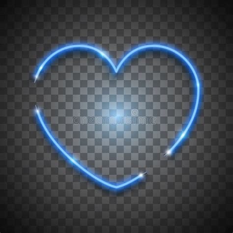 Bright Heart. Retro Blue Neon Heart Sign Stock Vector - Illustration of ...