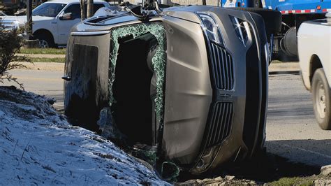 Vehicle ends up on its side after crash with garbage truck; No injuries ...