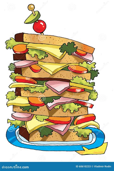 Layer Sandwich Loaf Sandwich Sausage Stuffing Stock Illustration - Illustration of meat, loaf ...