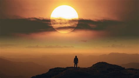 The Man Standing On Mountain Top On Bright Stock Footage SBV-337299459 - Storyblocks