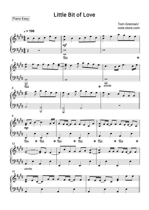 Tom Grennan - Little Bit of Love sheet music for piano download | Piano.Easy SKU PEA0041653 at