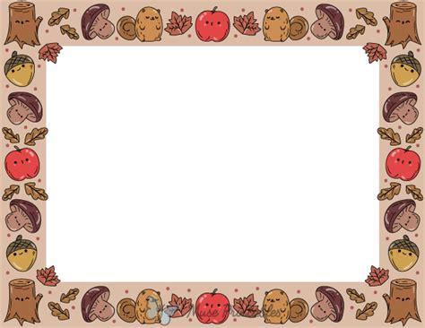 Printable Landscape Kawaii Fall Page Border