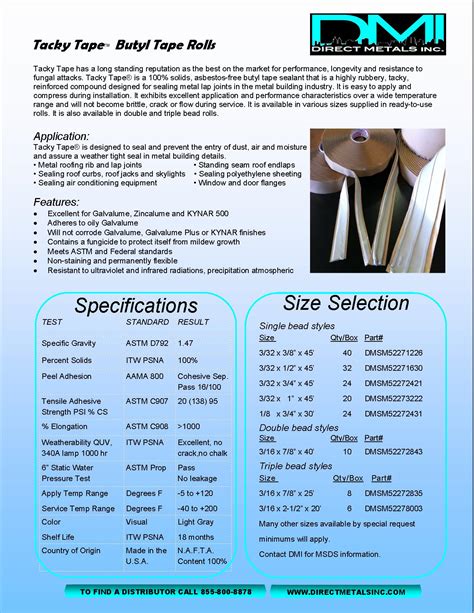 TACKY TAPE BUTYL TAPE – Direct Metals