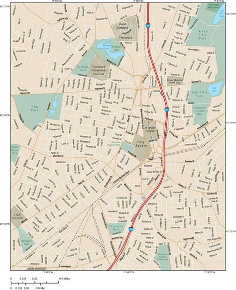 Map Of Worcester Ma Streets