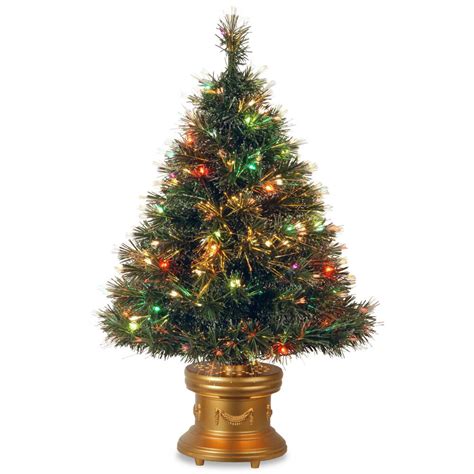 National Tree Company 3 ft. Fiber Optic Ice Artificial Christmas Tree with Multicolor Lights ...