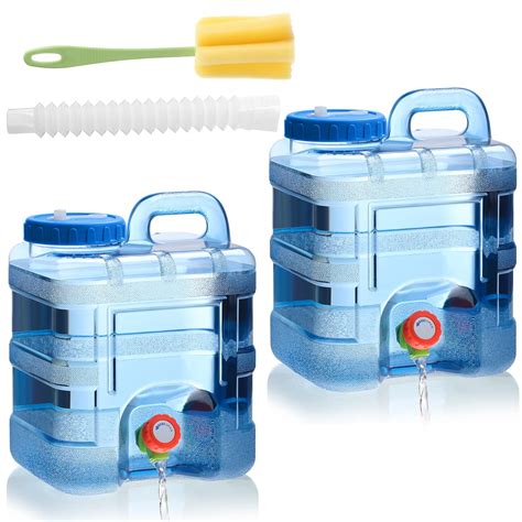 2 Pcs Portable Water Storage Containers with Spigot - 2.6 Gallon Large Tanks for Camping, Home ...