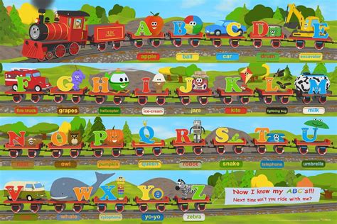 Alphabet Train Poster XL - Great Train Theme with Large Letters and Objects