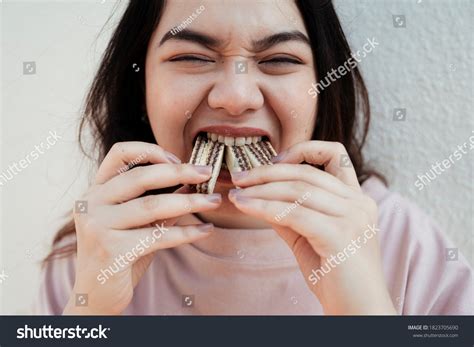 Five Wafers Mouth Chubby Woman Pink Stock Photo 1823705690 | Shutterstock