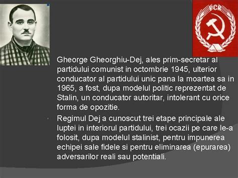 REGIMUL STALINIST AL LUI GHEORGHE GHEORGHIU DEJ Cu