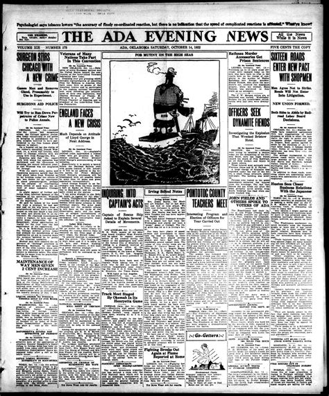 The Ada Evening News (Ada, Okla.), Vol. 19, No. 173, Ed. 1 Saturday, October 14, 1922 - The ...