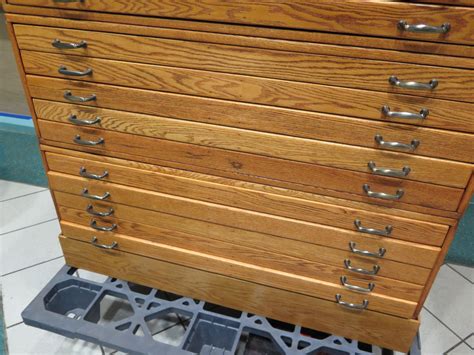 Wooden 15-Drawer Blueprint Storage Unit w/ Metal Handles 45" X 36" X 50"H (1 piece) - Oahu Auctions