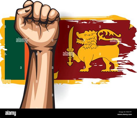 Sri Lanka flag and hand on white background. Vector illustration Stock ...