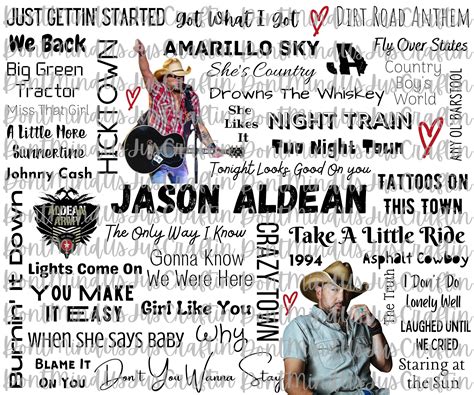 Jason Aldean Fan Sheet Collage PNG Sublimation Wrap | Etsy